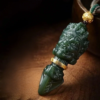 Mahakala Hetian jade gold diamond pestle necklace
