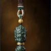 Mahakala Hetian jade gold diamond pestle necklace