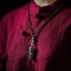 Mahakala Hetian jade gold diamond pestle necklace